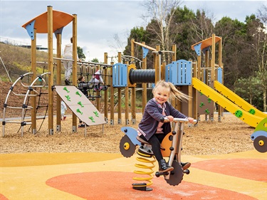 Children enjoy the new park equipment