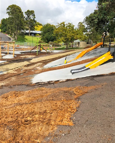 The hill slides and connecting footpaths are underway