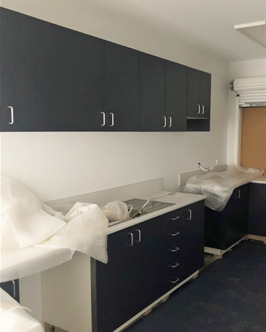 Internal painting and flooring is just about complete, cabinetry install is well underway.