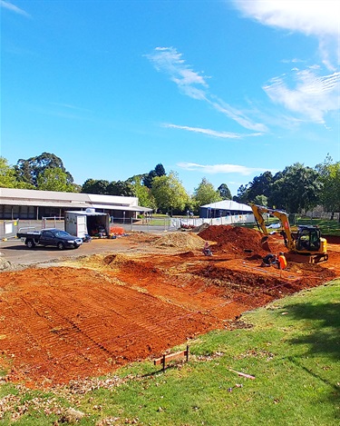 Earthworks have begun, preparing the area for the new skate park and recreation spaces