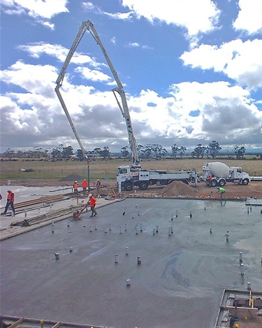 Due to the size of the new pavilion, the slab was poured in stages.