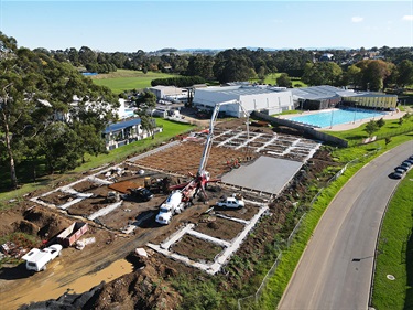 Process continues at the Warragul Leisure Centre as concrete pouring begins