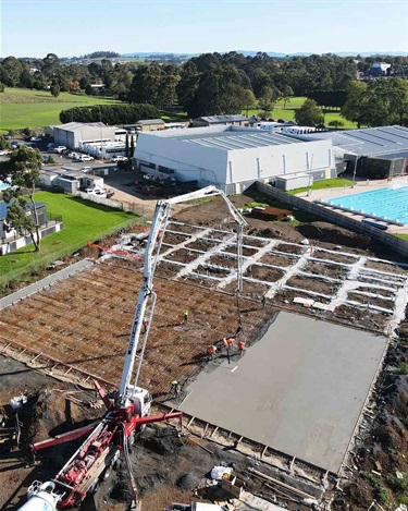 Process continues at the Warragul Leisure Centre as concrete pouring begins