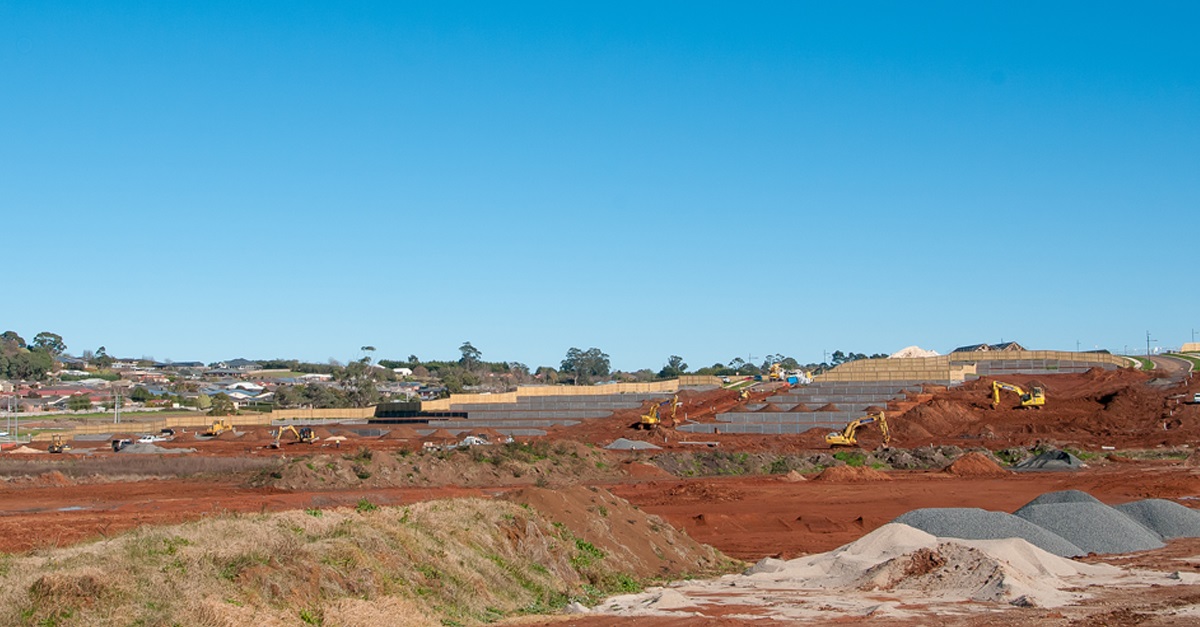 Photo of a residential development building site, Warragul