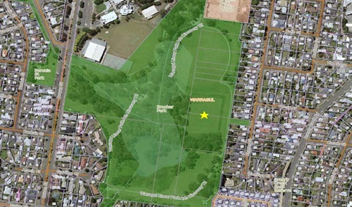 Overhead map of Brooker Park.