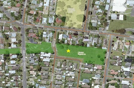 Overhead map of Hollydell Park.